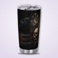 Nevermore Raven 20oz Tumbler, Gothic Poe Raven Skull and Hourglass Insulated Cup with Lid, Dark Academia Travel Mug, Goth Gift